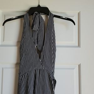 Striped halter maxi dress